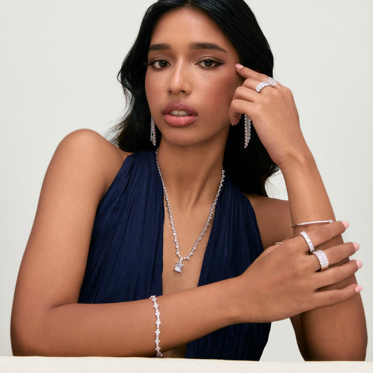 Geranium Half Eternity Round Cut Wedding Ring