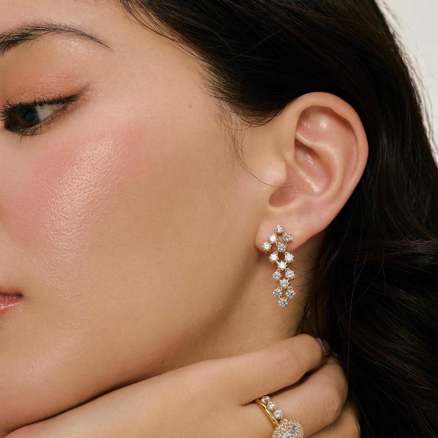 Olea Round Cut Cluster Earring