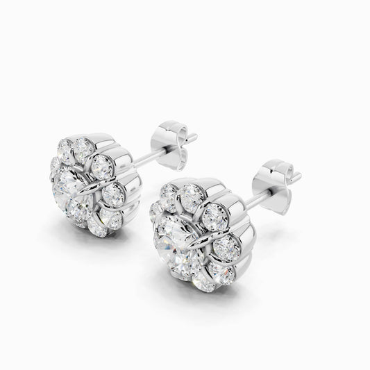 Torenia Round Cut Halo Earring