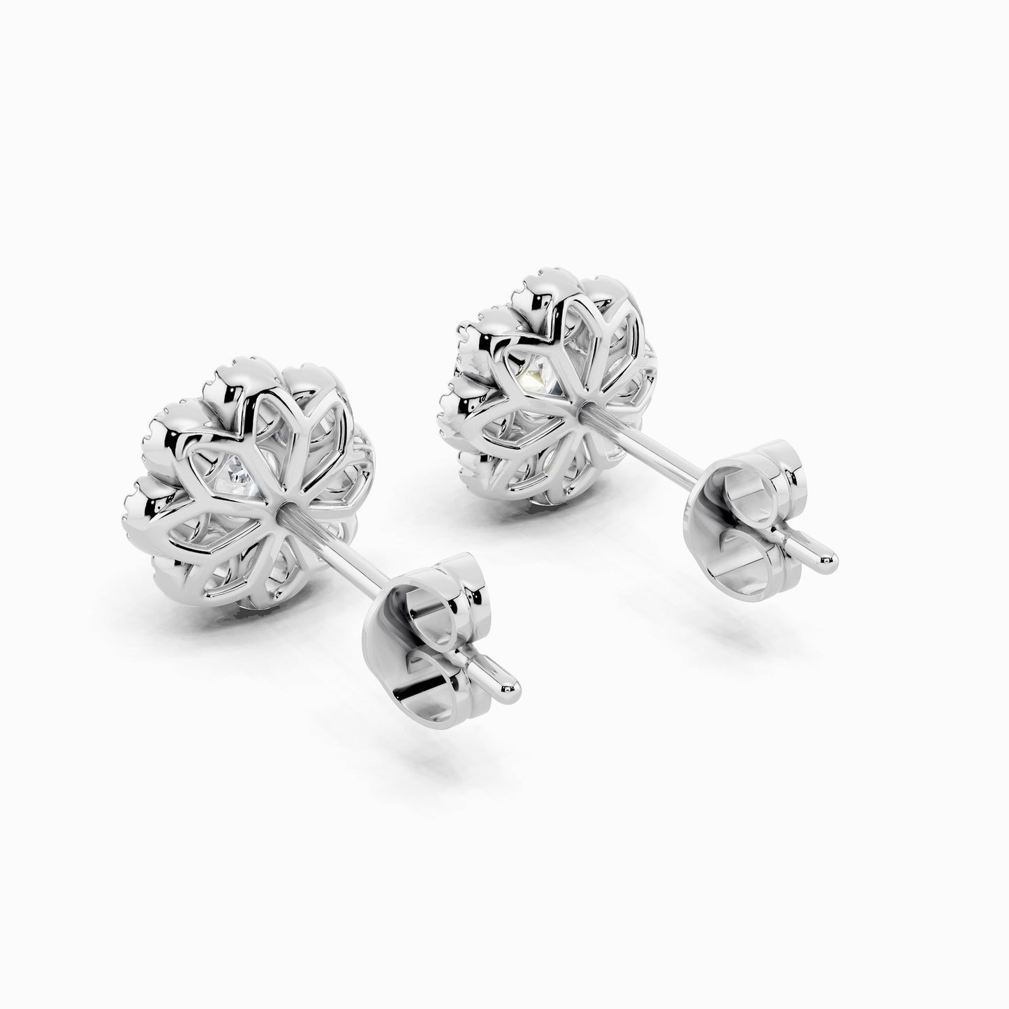 Bluet Round Cut Halo Earring