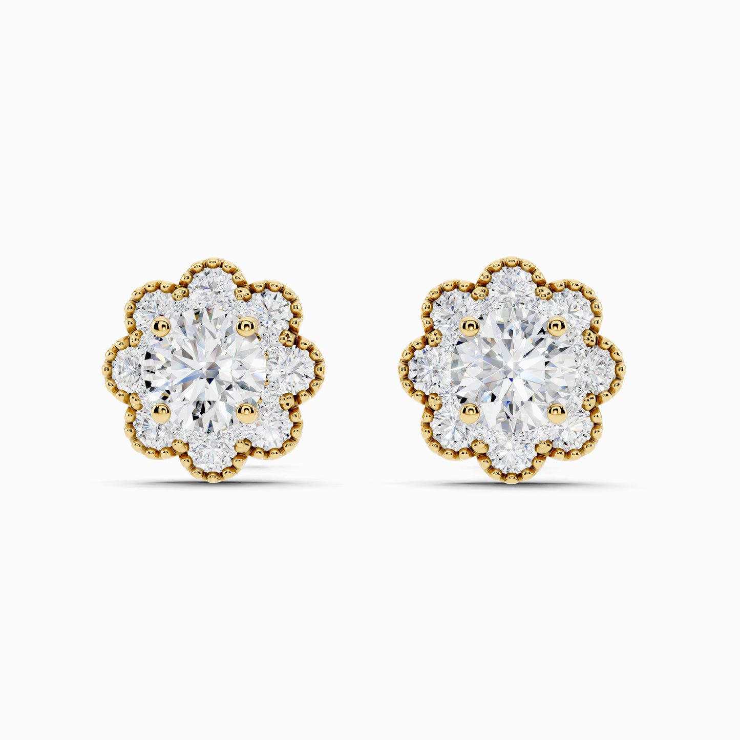 Bluet Round Cut Halo Earring