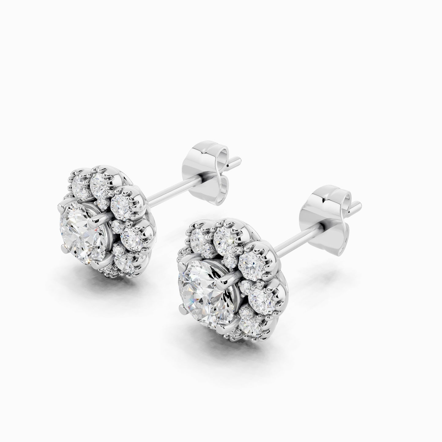 Bluet Round Cut Halo Earring