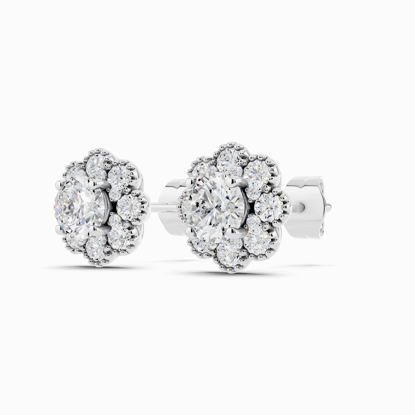 Bluet Round Cut Halo Earring