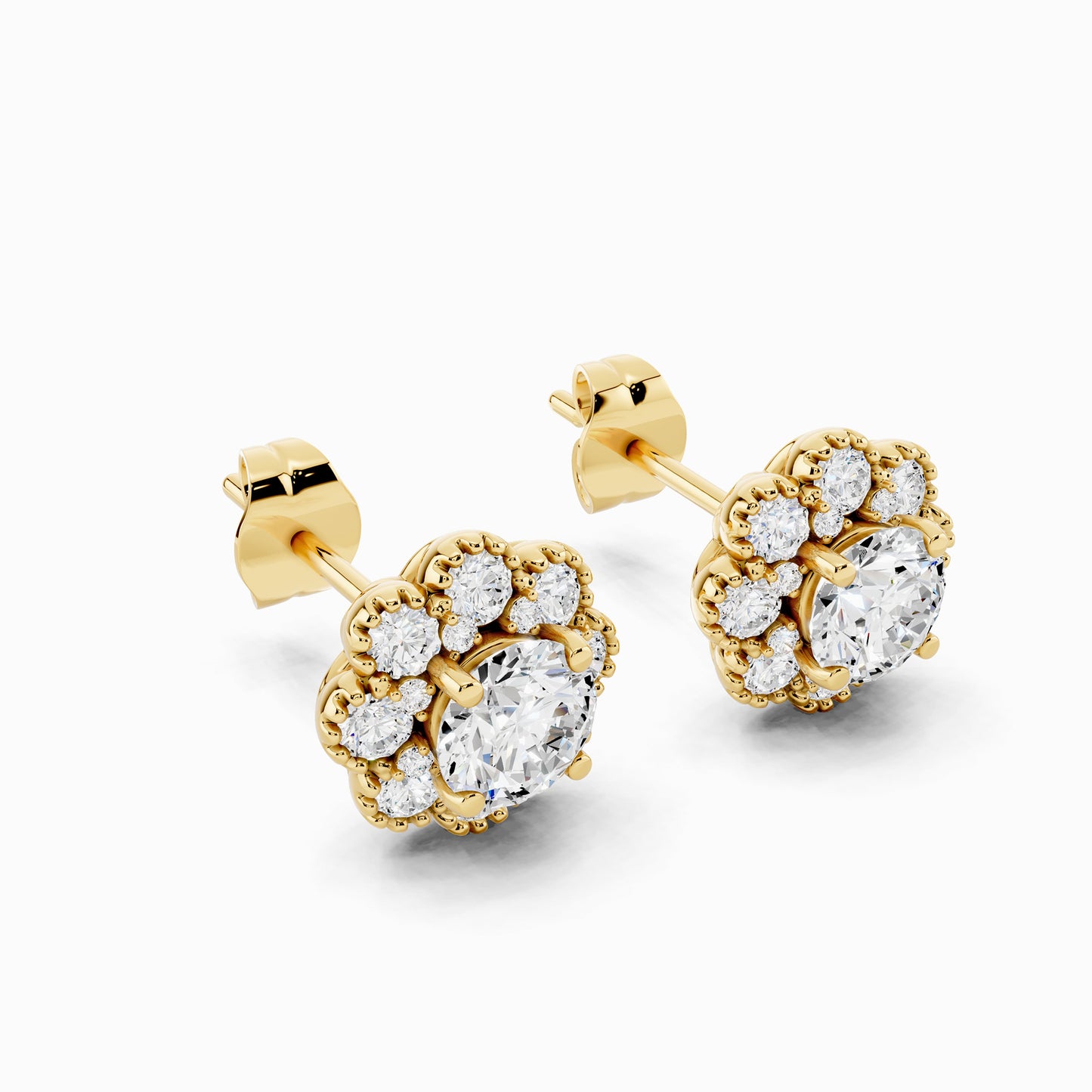 Bluet Round Cut Halo Earring