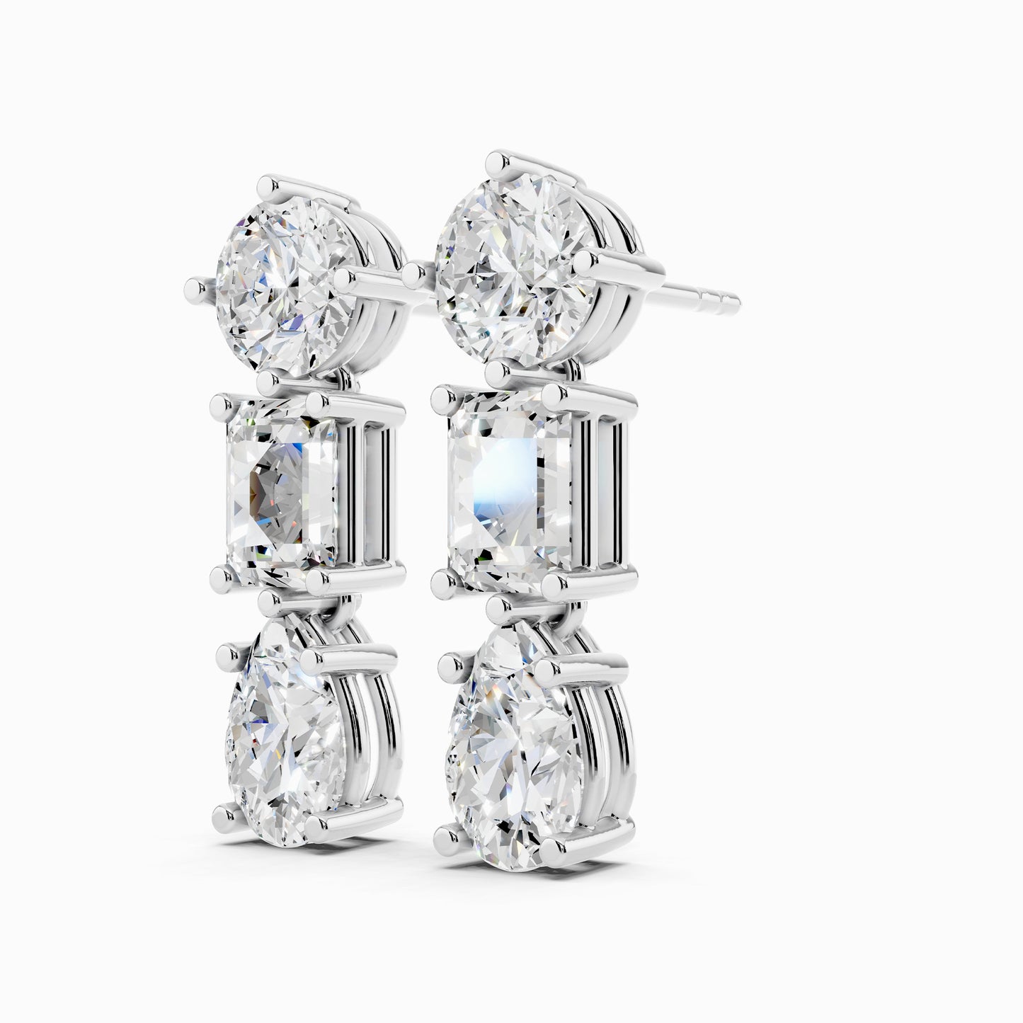 Ziva Three Stone Drop Earring