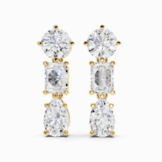 Ziva Three Stone Drop Earring
