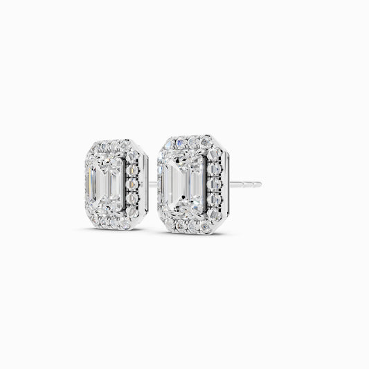 Nerine Emerald Cut Halo Earring