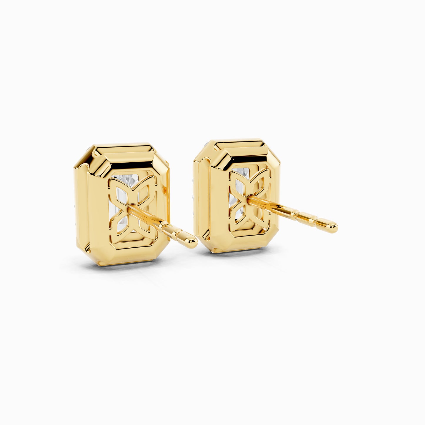 Nerine Emerald Cut Halo Earring