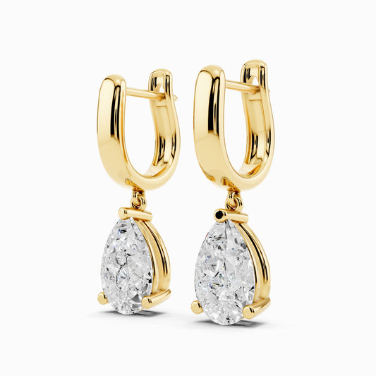 Oxalis Pear Cut Drop Hoop Earring