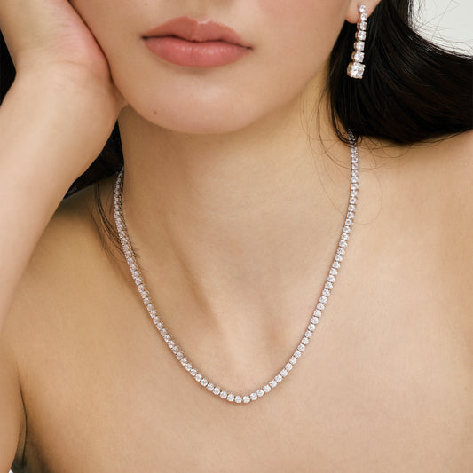 Salvia Round Cut Tennis Necklace