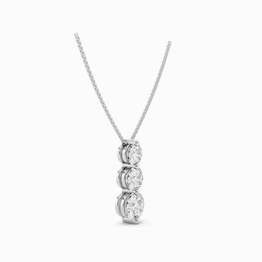 Sorrel Three Stone Round Cut Drop Pendant