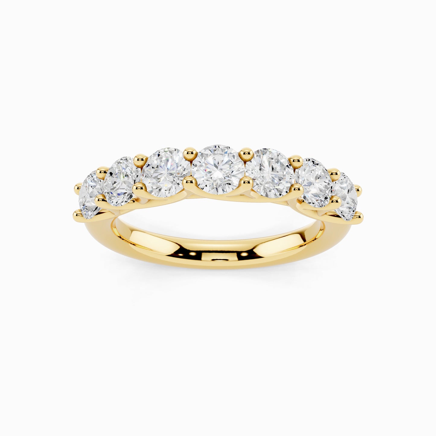 Fleur Seven Stone Round Cut Wedding Ring