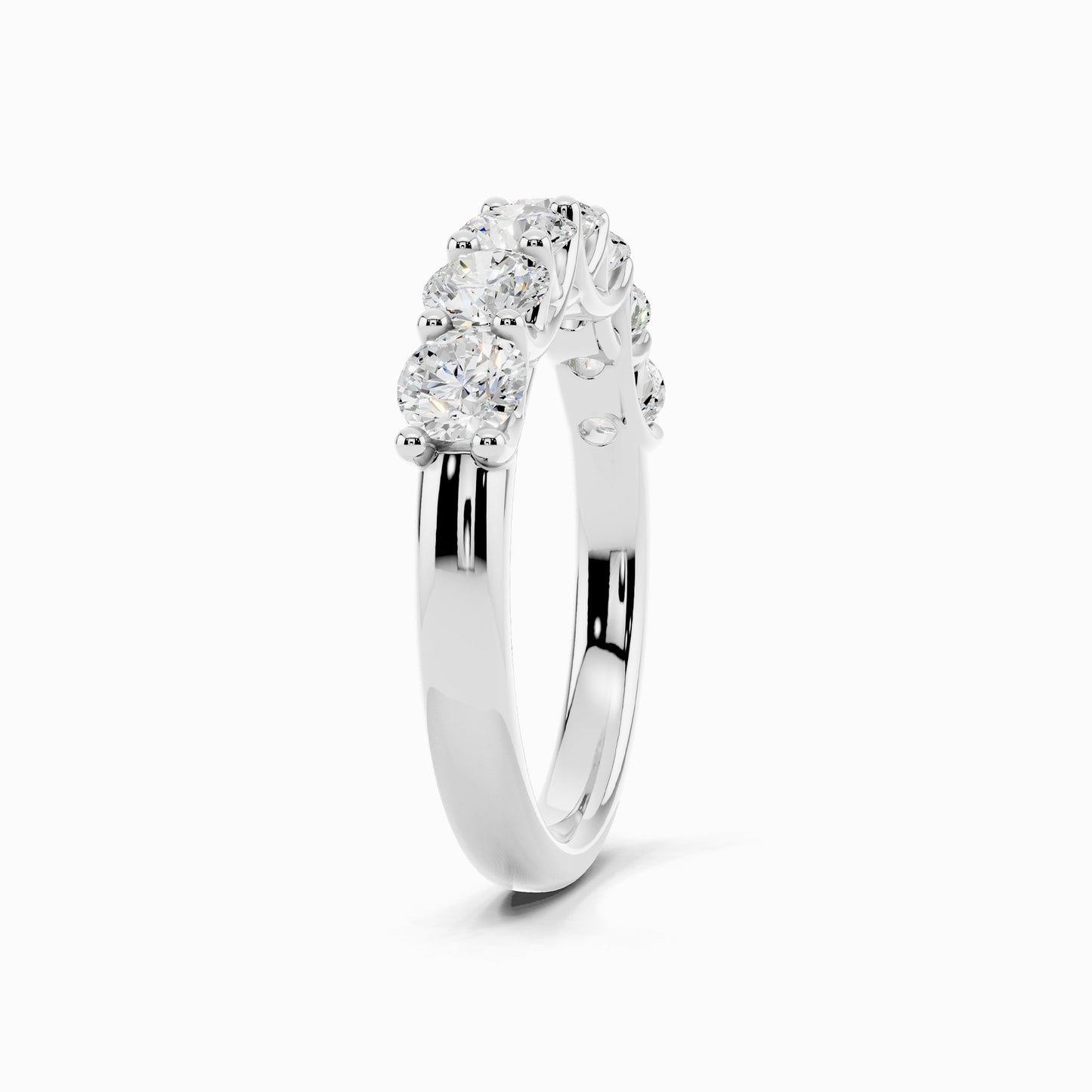 Fleur Seven Stone Round Cut Wedding Ring