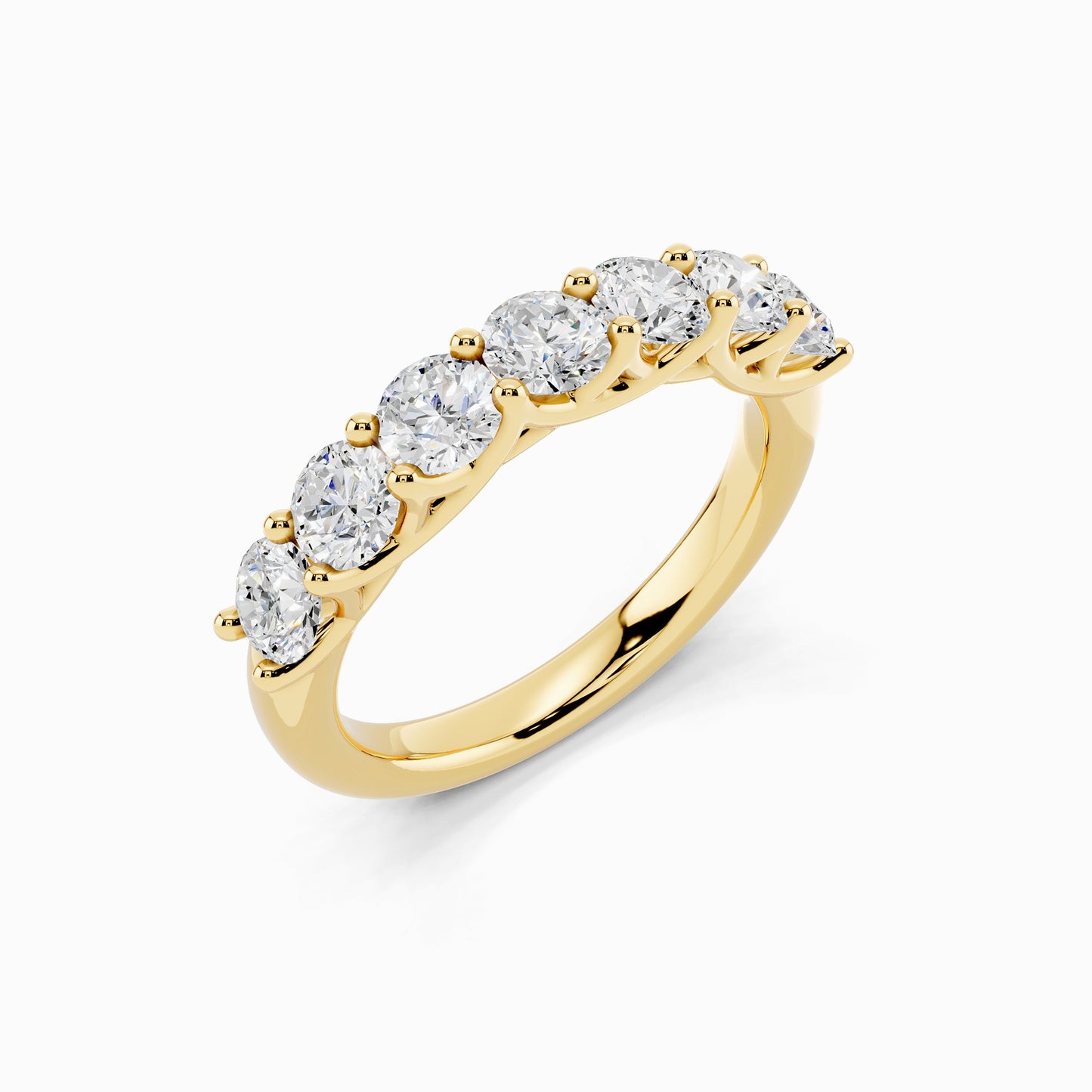 Fleur Seven Stone Round Cut Wedding Ring