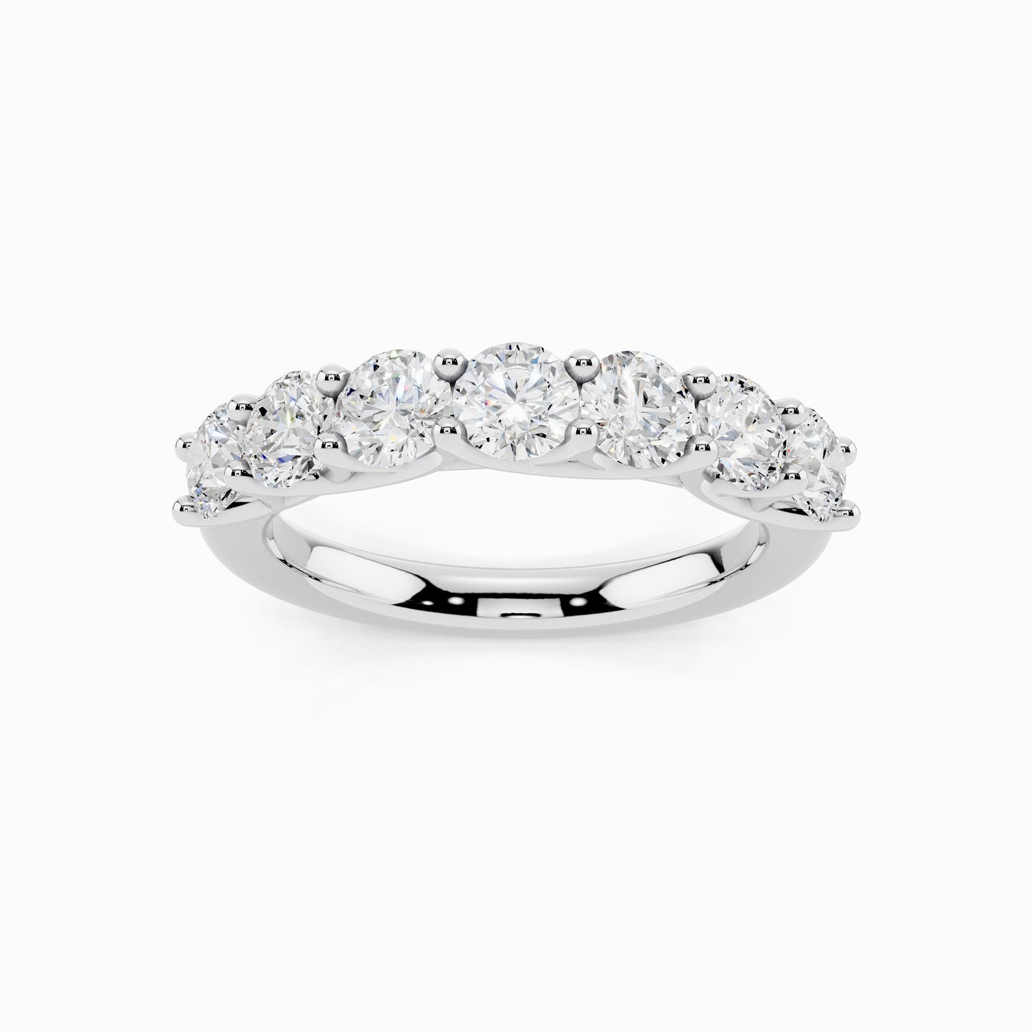 Fleur Seven Stone Round Cut Wedding Ring
