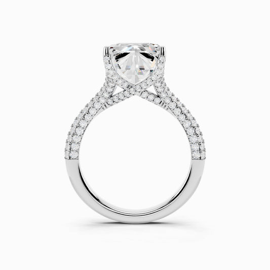 Silene Split Shank Emerald Cut Engagement Ring