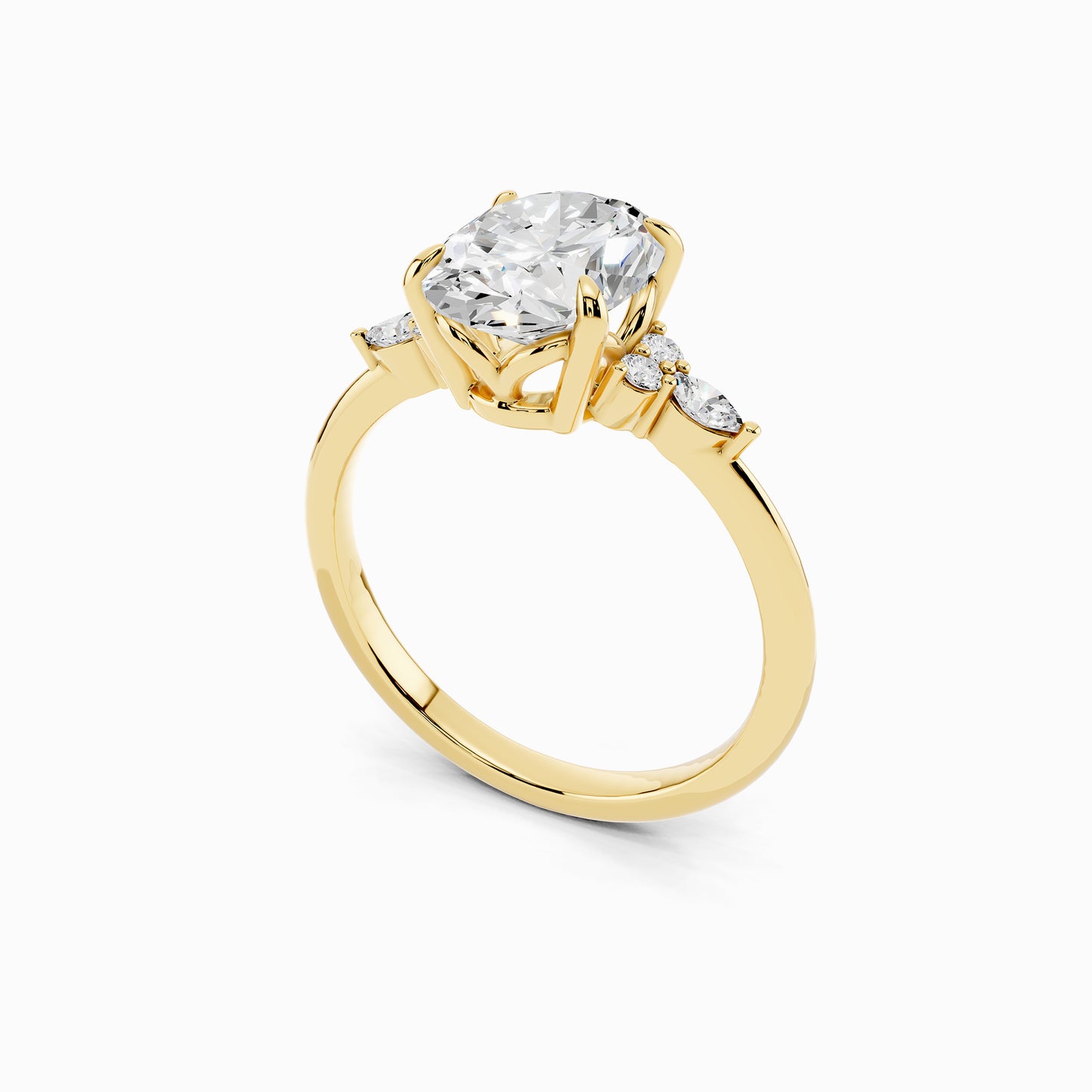 Freesia Trinity Oval Cut Engagement Ring