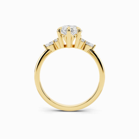 Camellia Trinity Pear Cut Engagement Ring