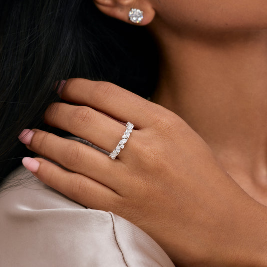 Ivy Pear & Round Cluster Wedding Ring