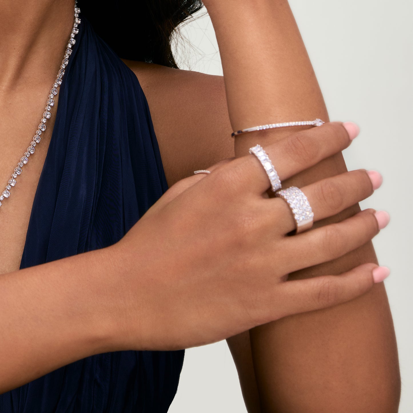 Geranium Half Eternity Round Cut Wedding Ring