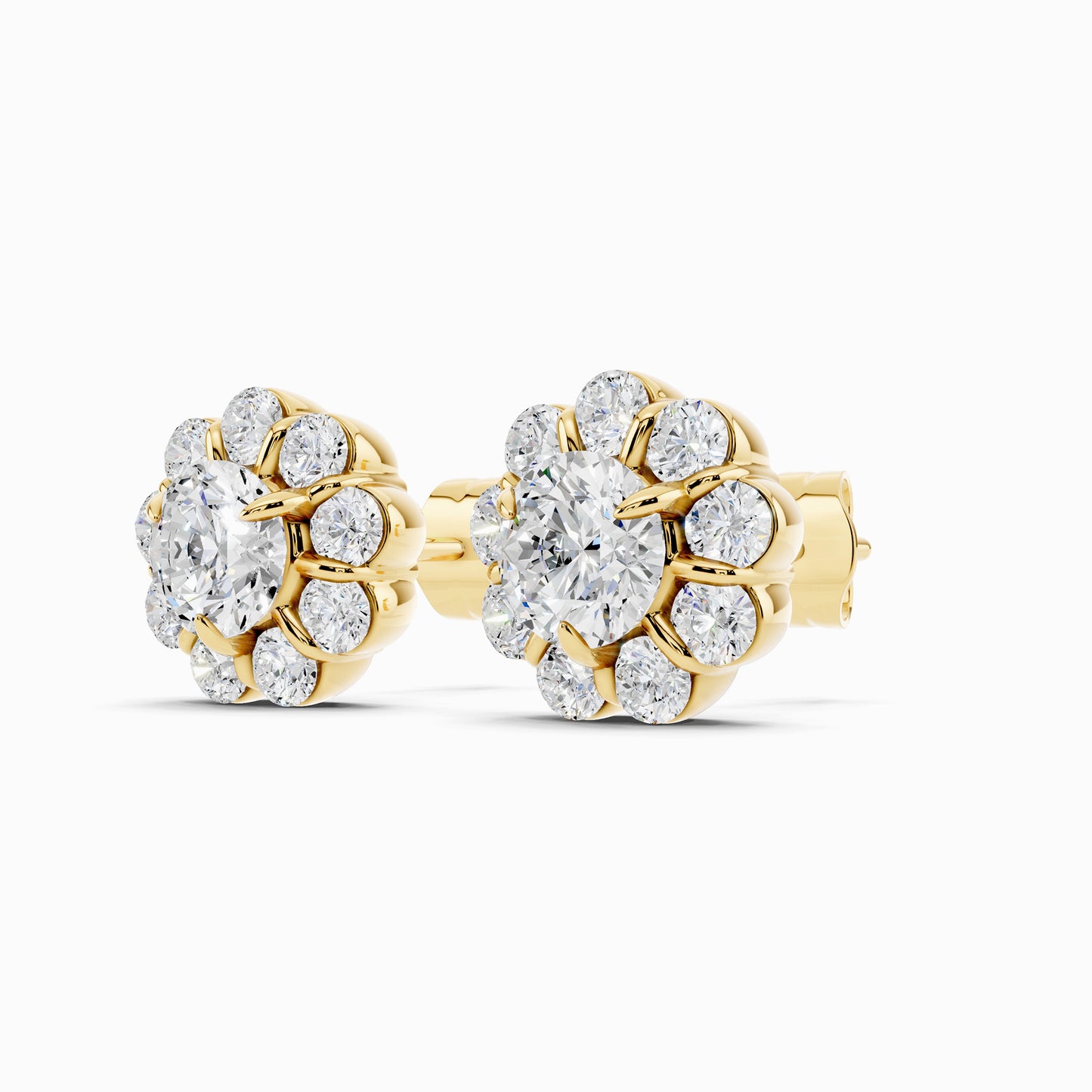 Torenia Round Cut Halo Earring