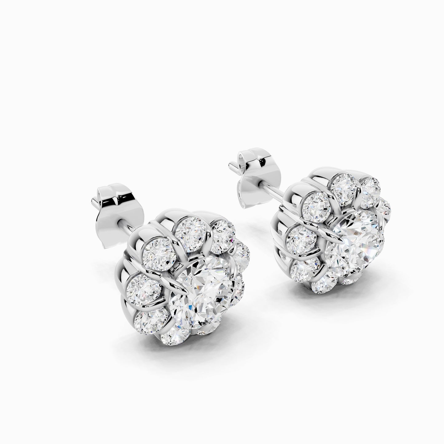 Torenia Round Cut Halo Earring
