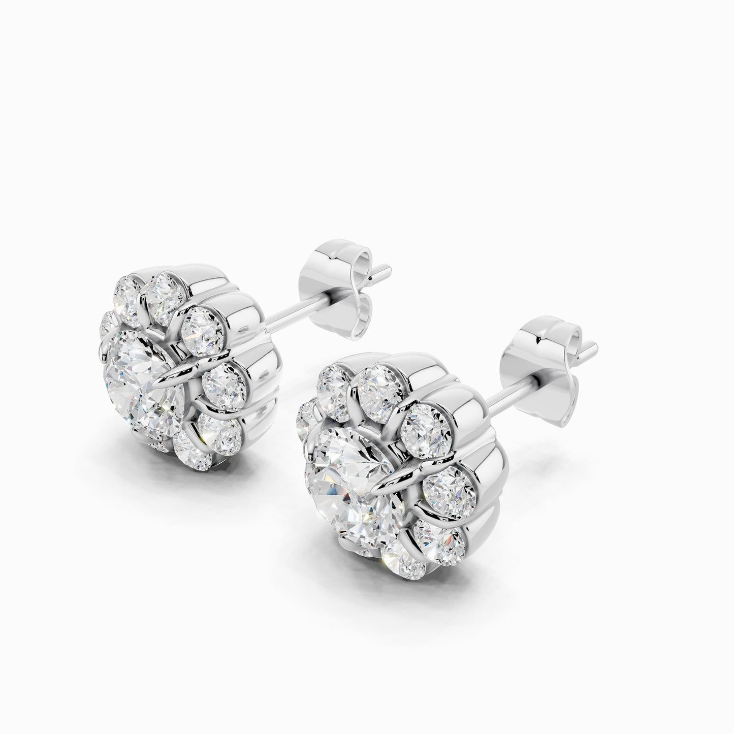 Torenia Round Cut Halo Earring