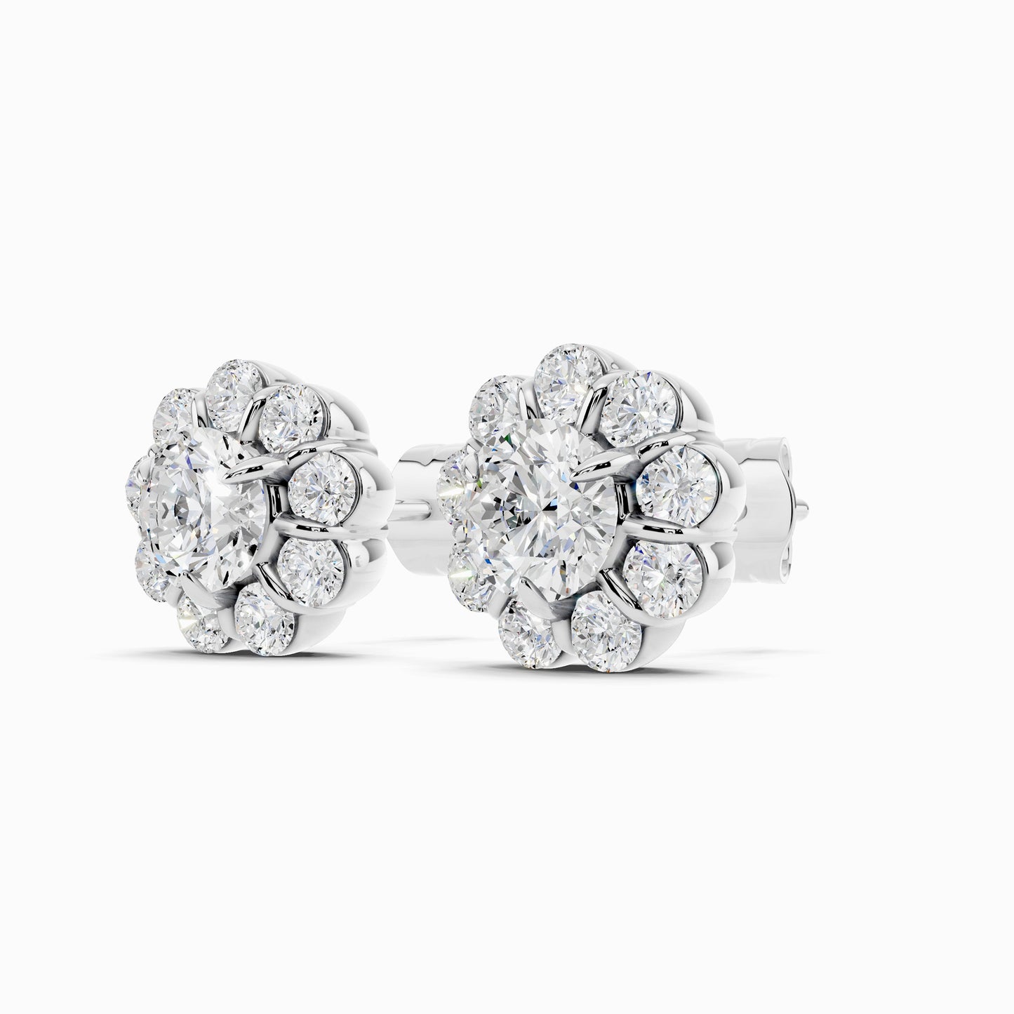 Torenia Round Cut Halo Earring