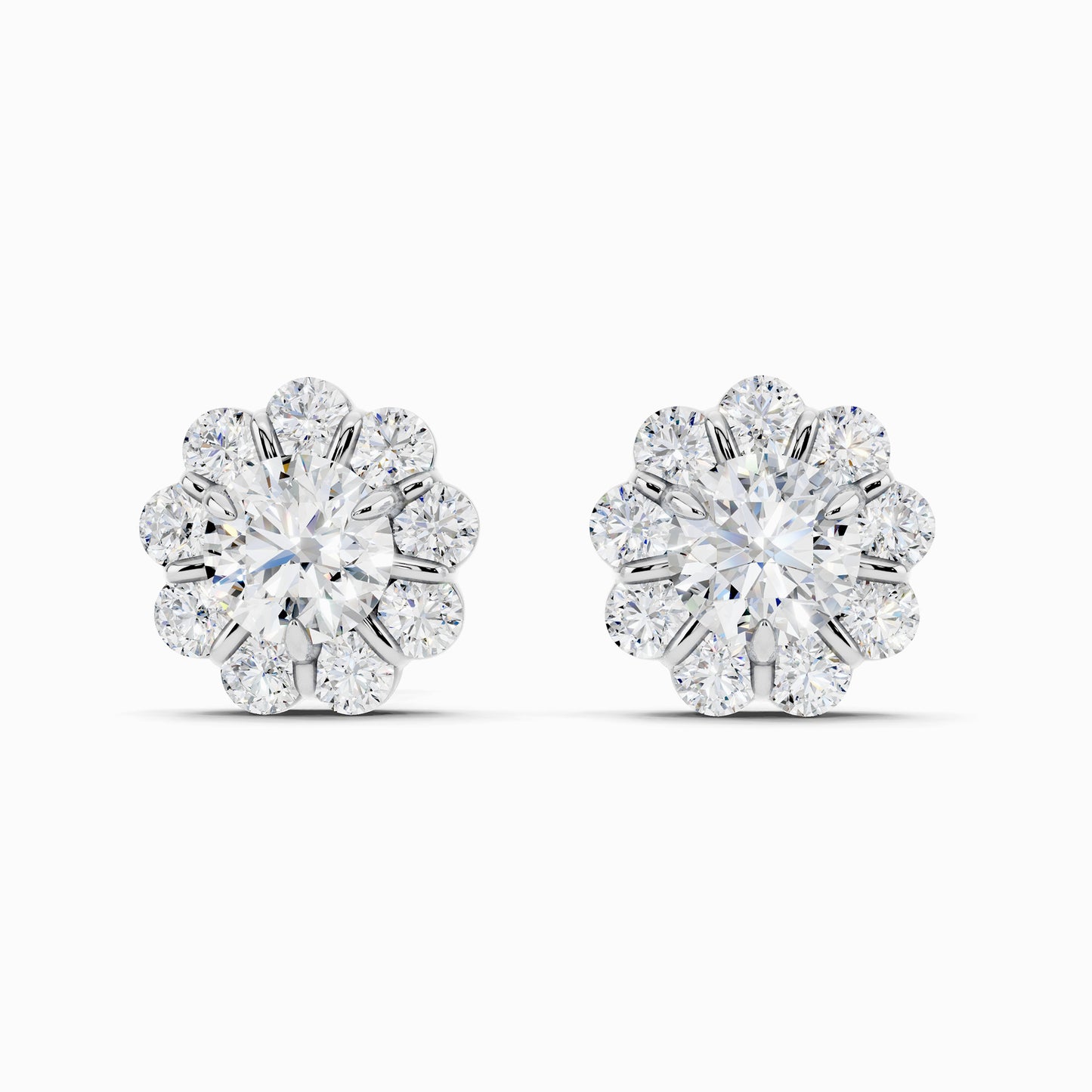 Torenia Round Cut Halo Earring