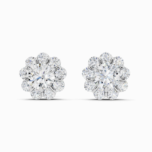Torenia Round Cut Halo Earring
