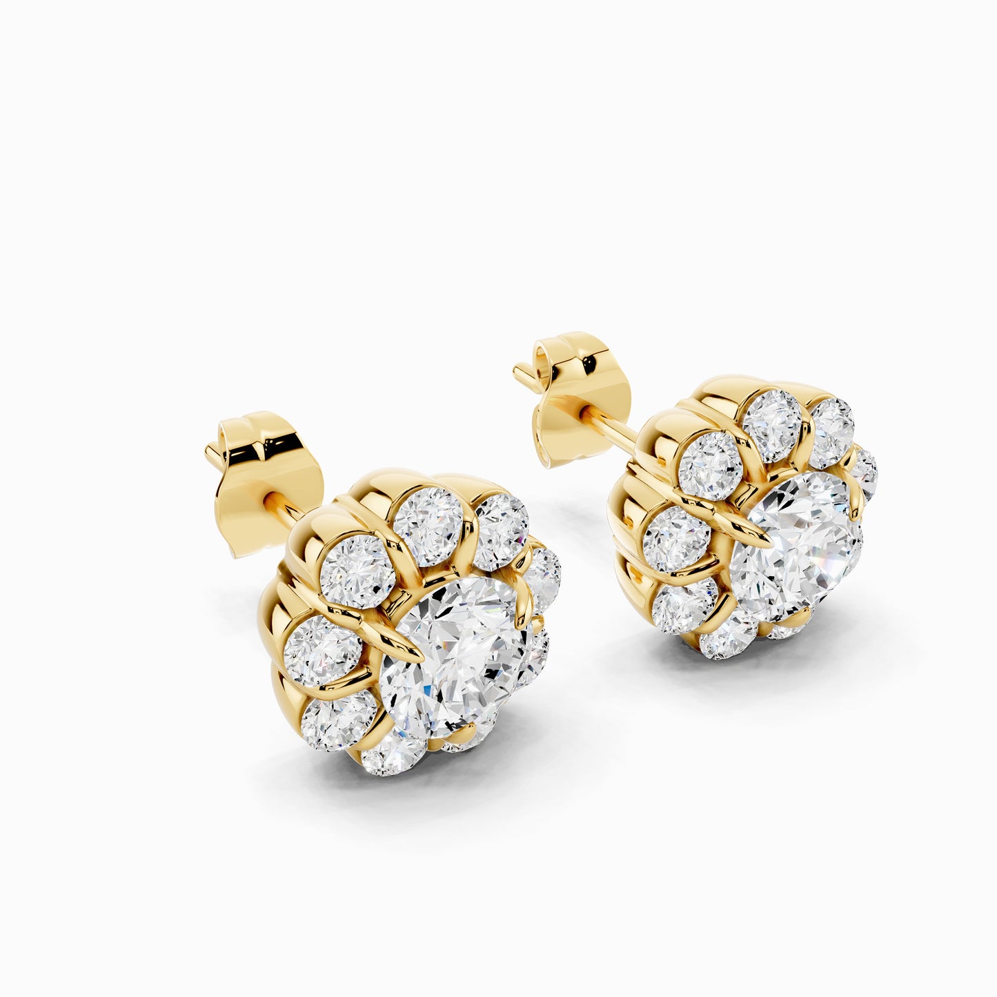 Torenia Round Cut Halo Earring
