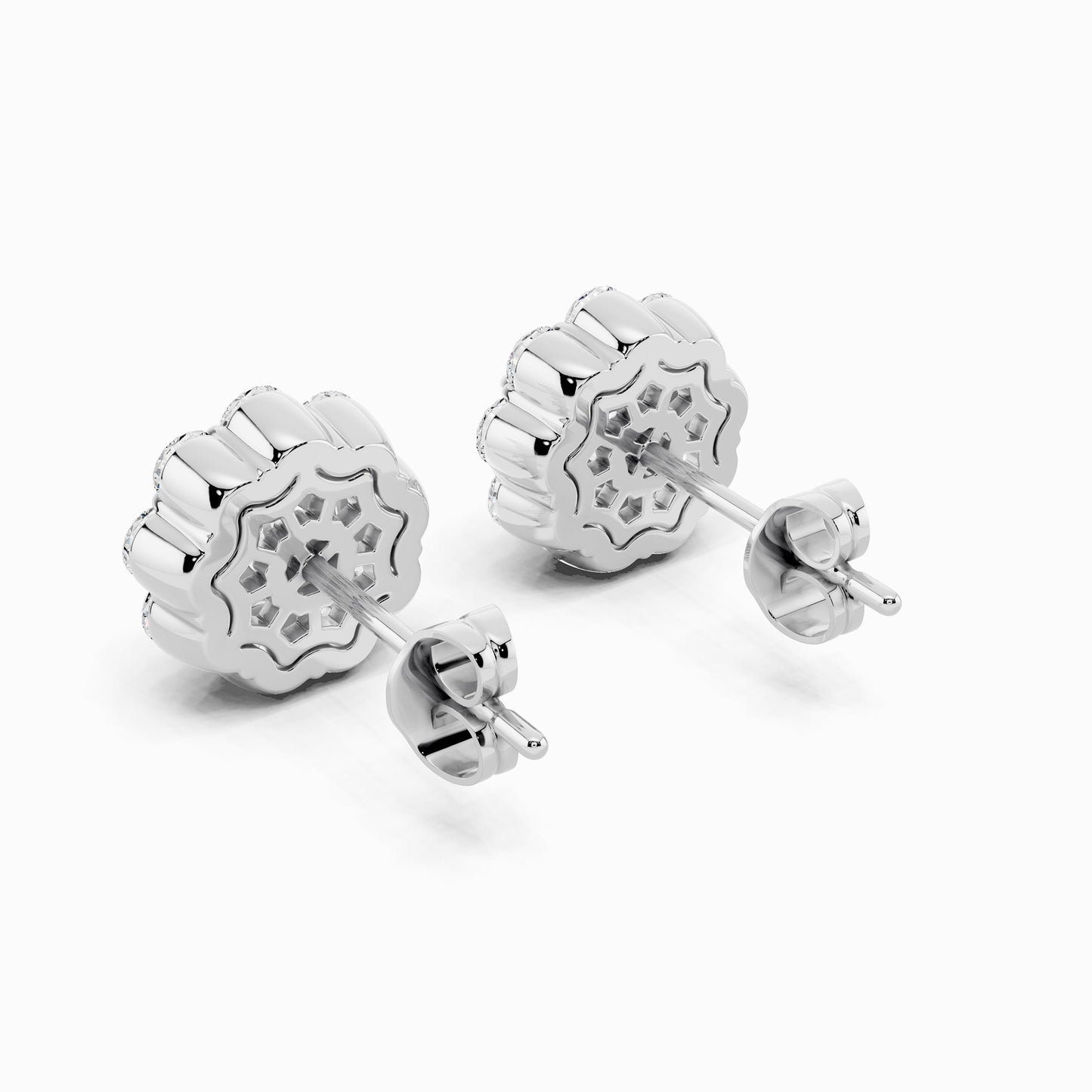 Torenia Round Cut Halo Earring