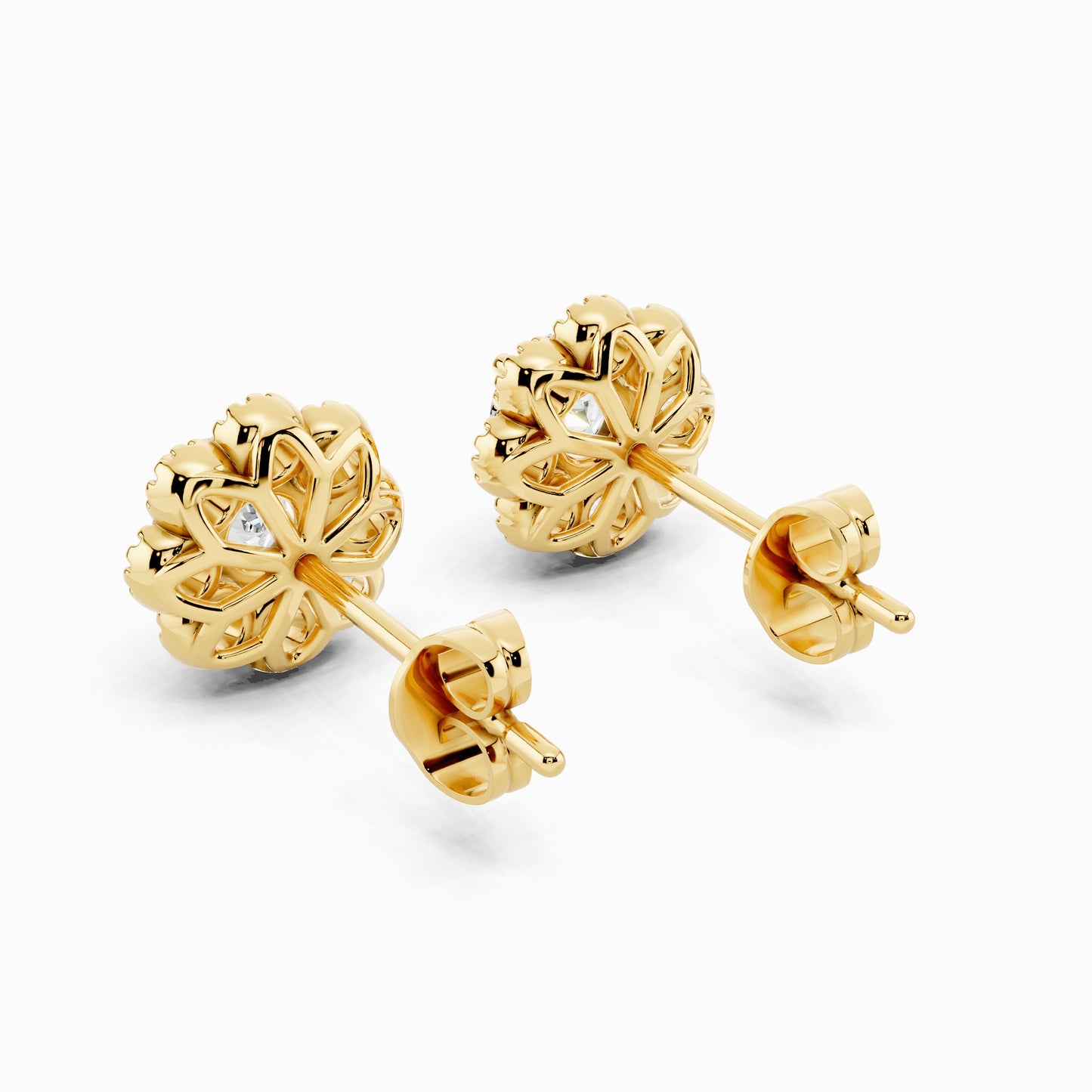 Bluet Round Cut Halo Earring