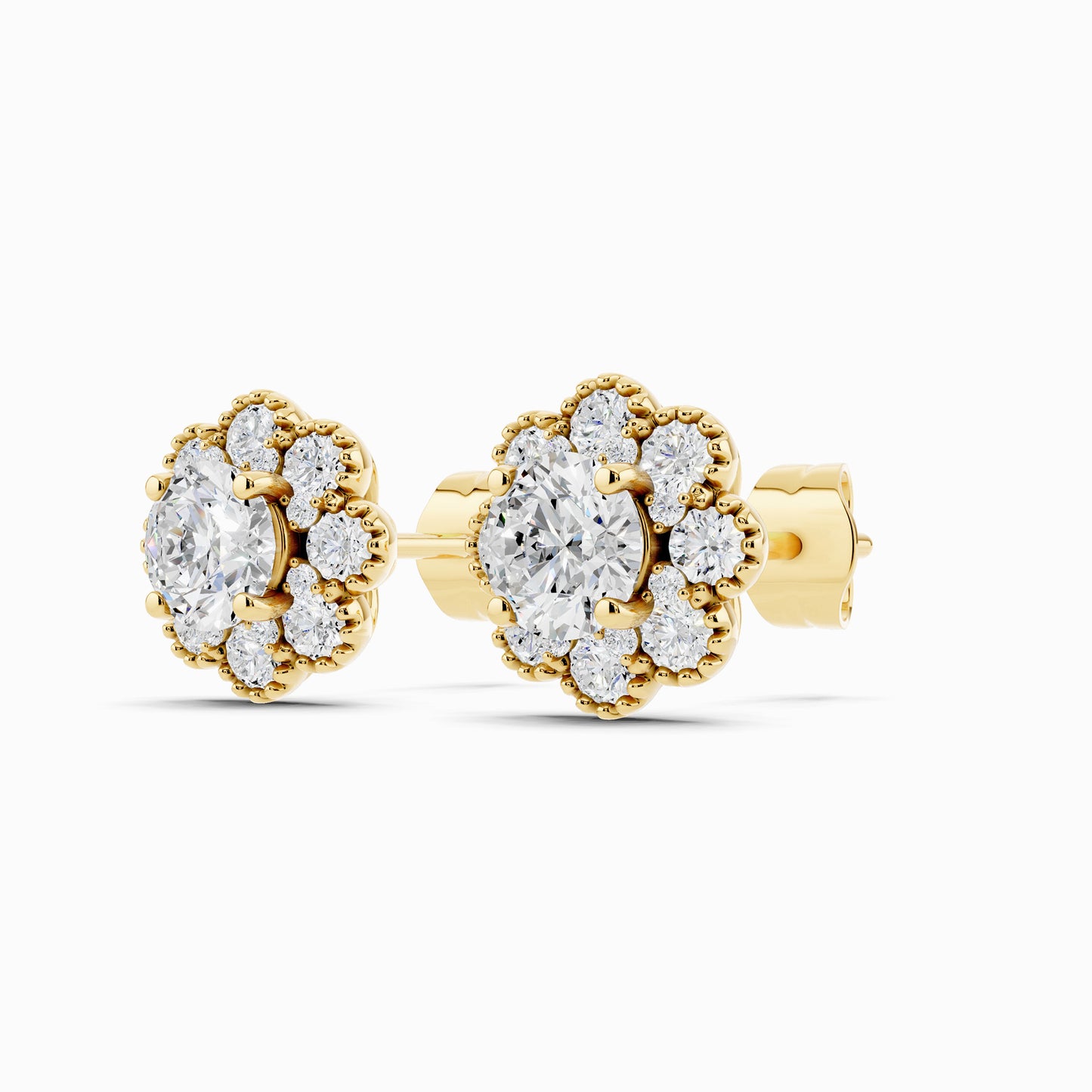 Bluet Round Cut Halo Earring