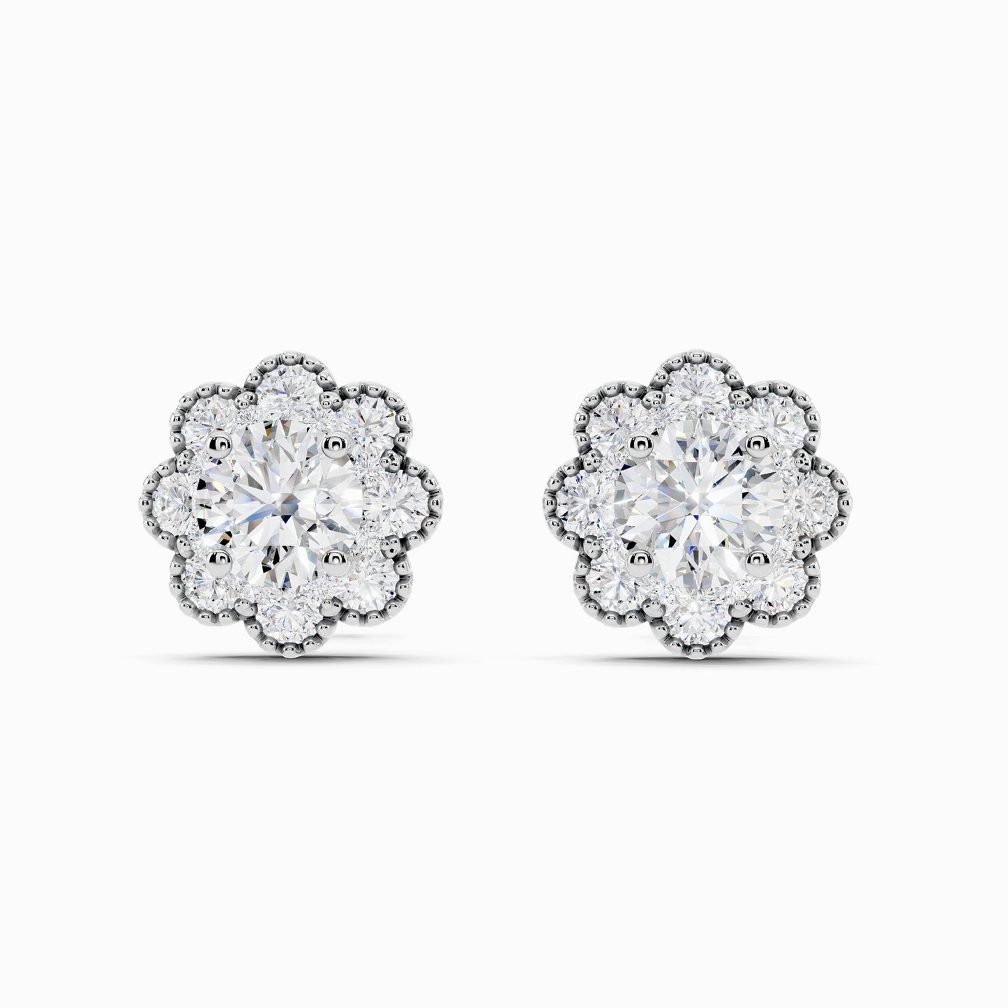 Bluet Round Cut Halo Earring