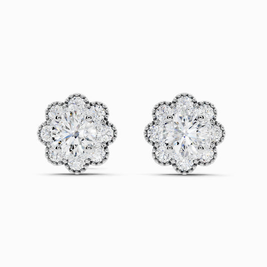Bluet Round Cut Halo Earring