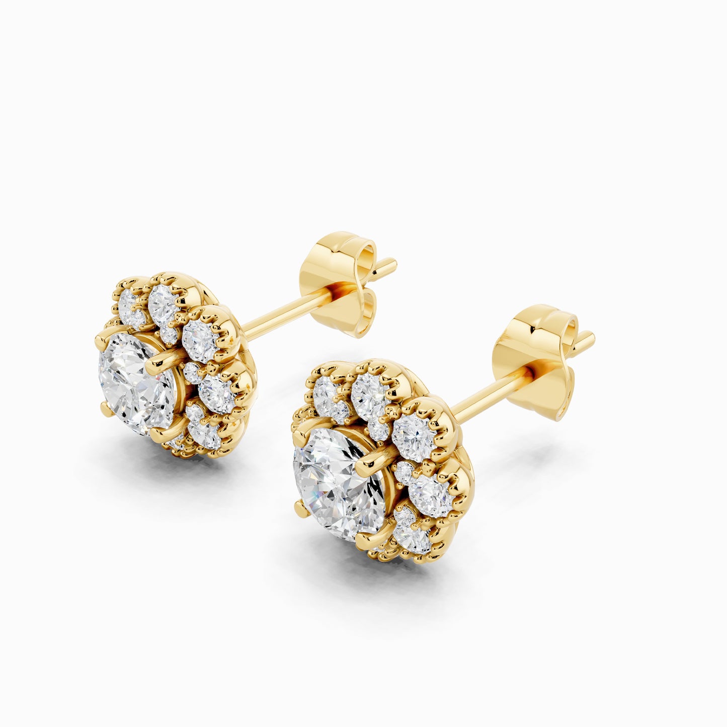 Bluet Round Cut Halo Earring