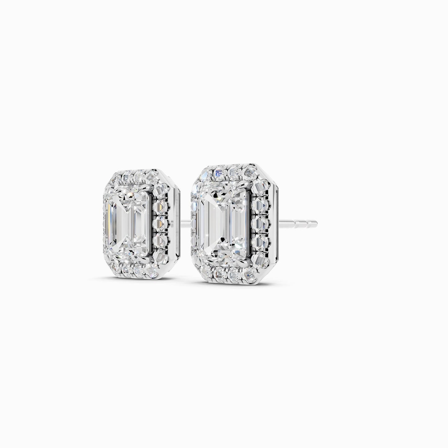 Nerine Emerald Cut Halo Earring