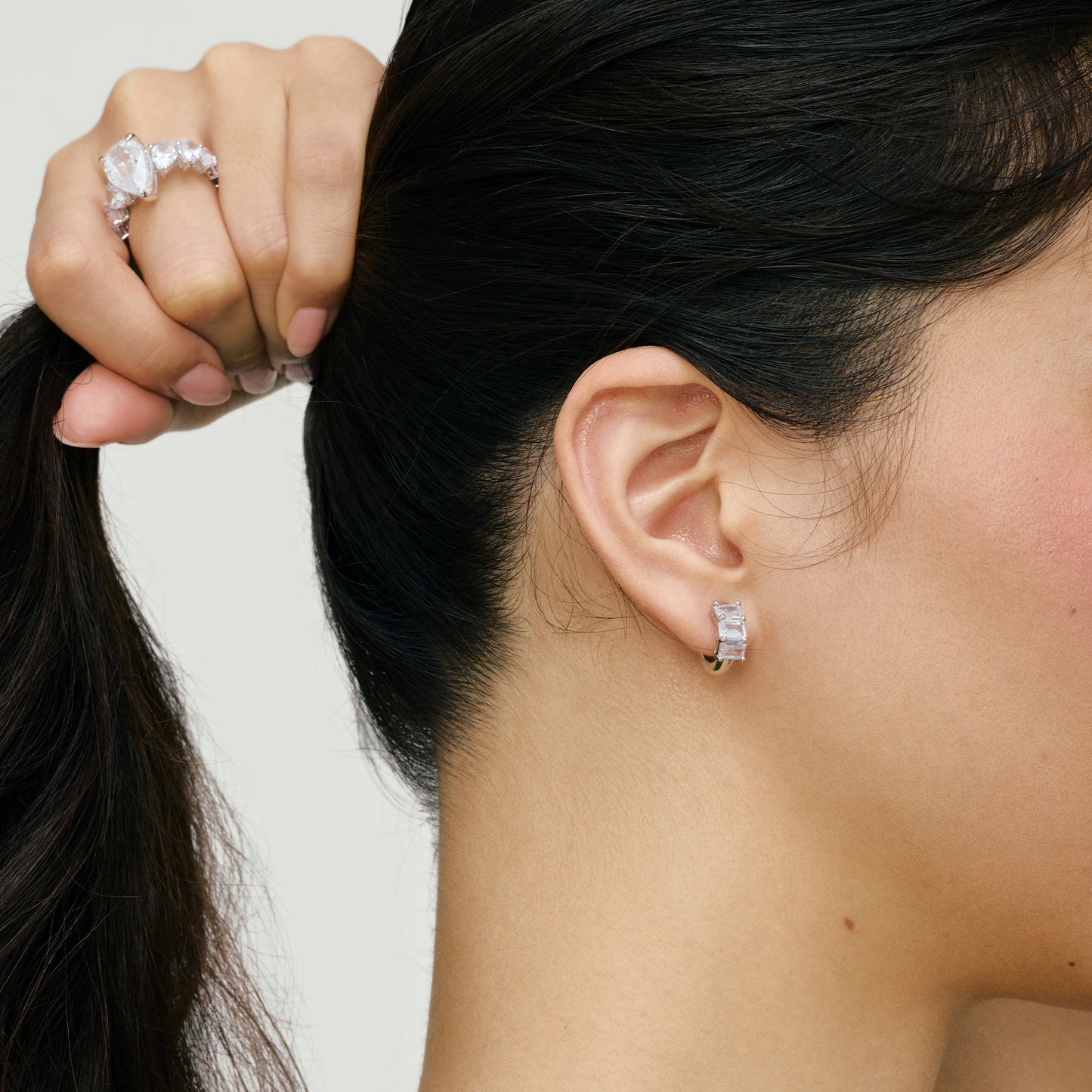 Kunzea Trio Emerald Cut Huggie Earring