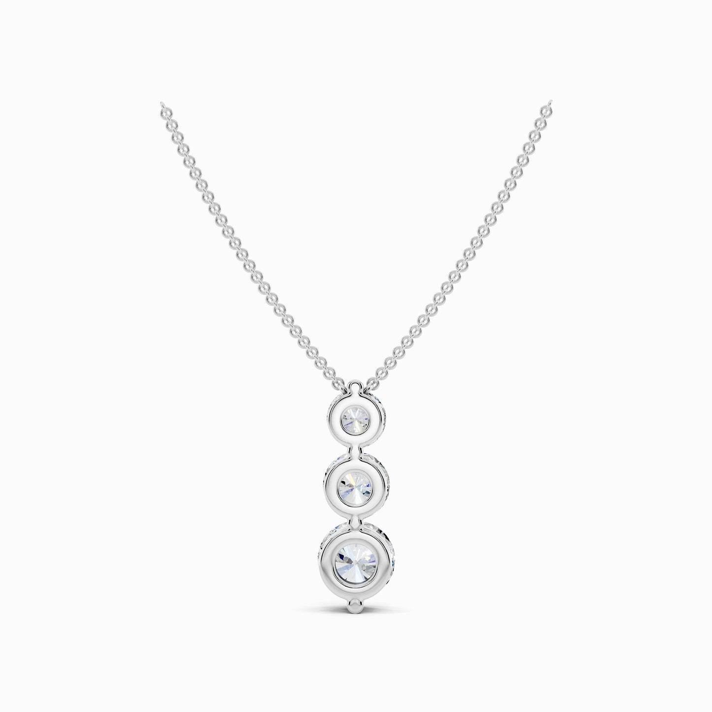 Sorrel Three Stone Round Cut Drop Pendant