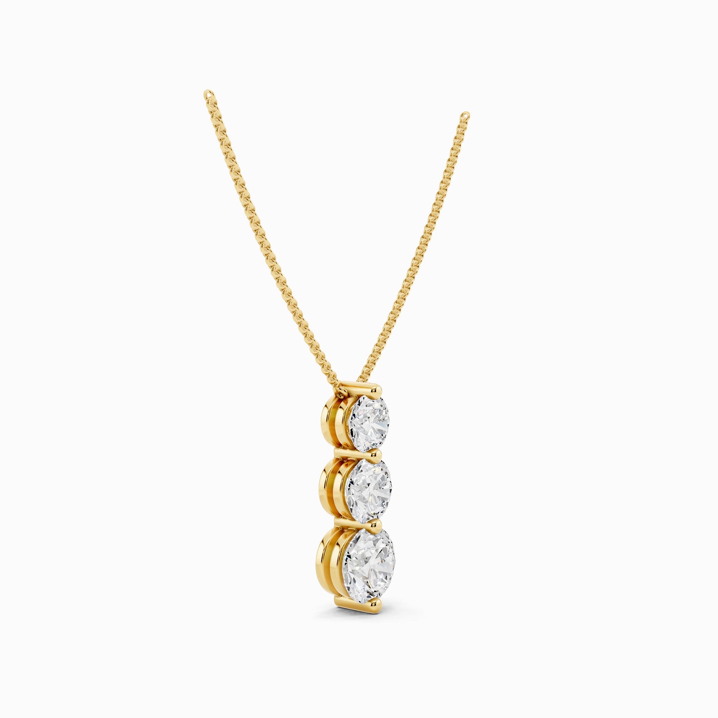 Sorrel Three Stone Round Cut Drop Pendant