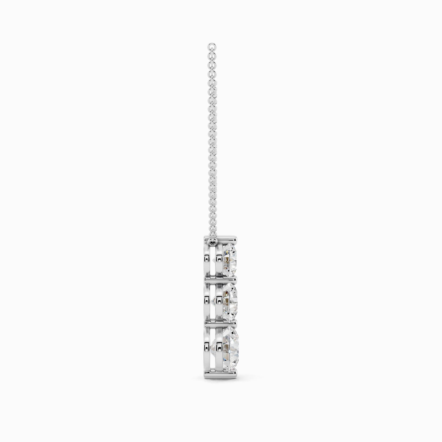 Sorrel Three Stone Round Cut Drop Pendant