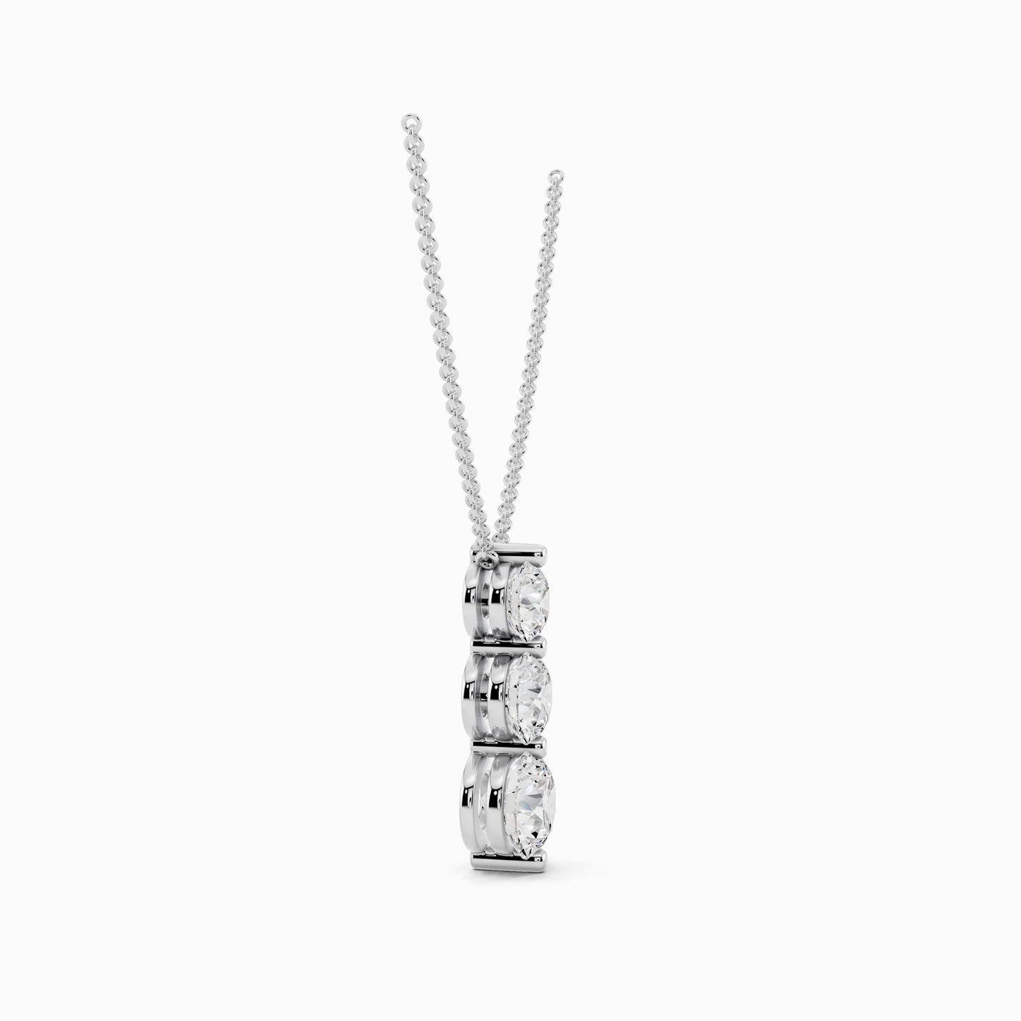 Sorrel Three Stone Round Cut Drop Pendant