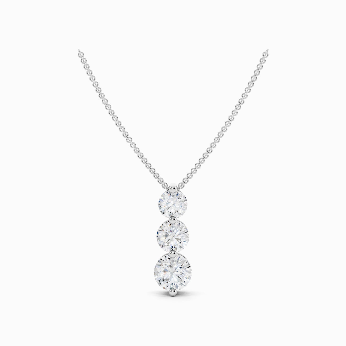 Sorrel Three Stone Round Cut Drop Pendant
