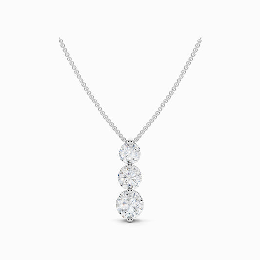 Sorrel Three Stone Round Cut Drop Pendant