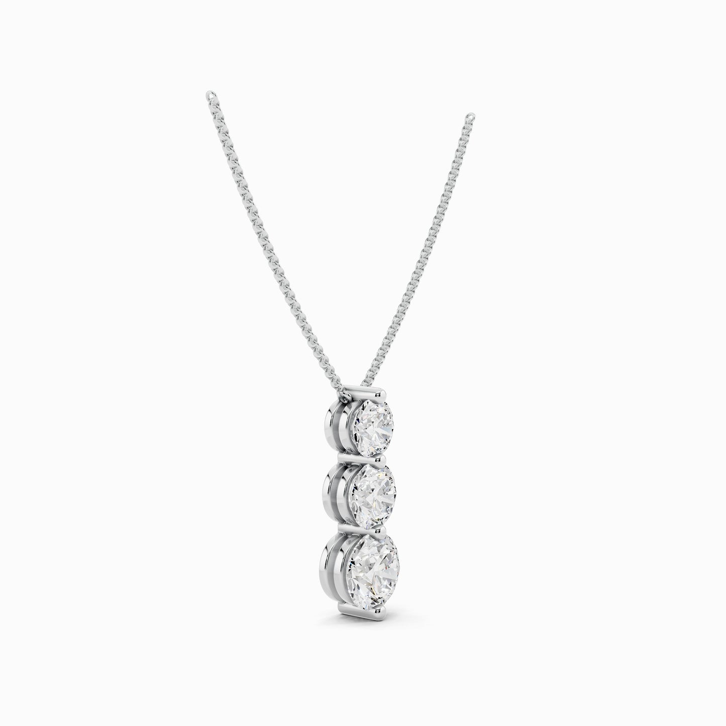 Sorrel Three Stone Round Cut Drop Pendant