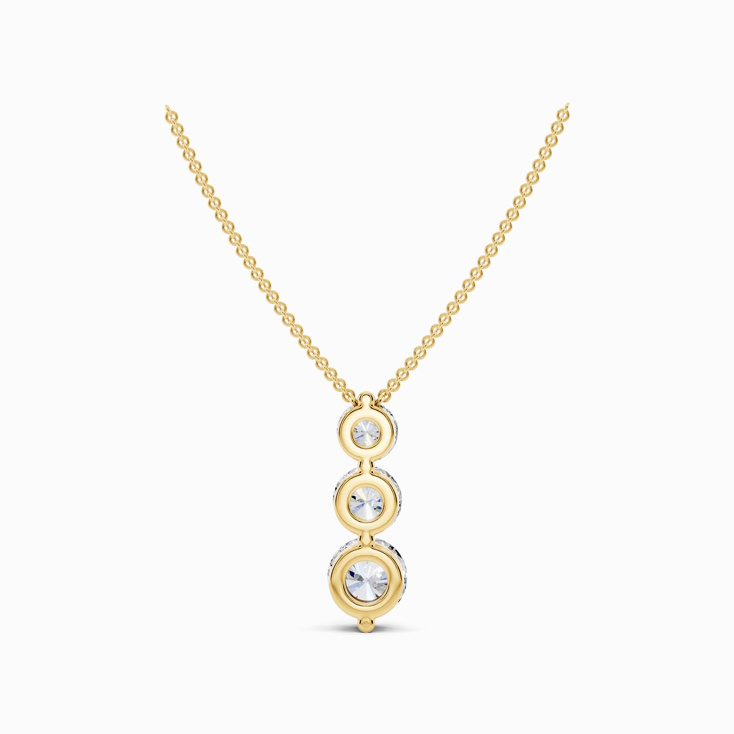 Sorrel Three Stone Round Cut Drop Pendant