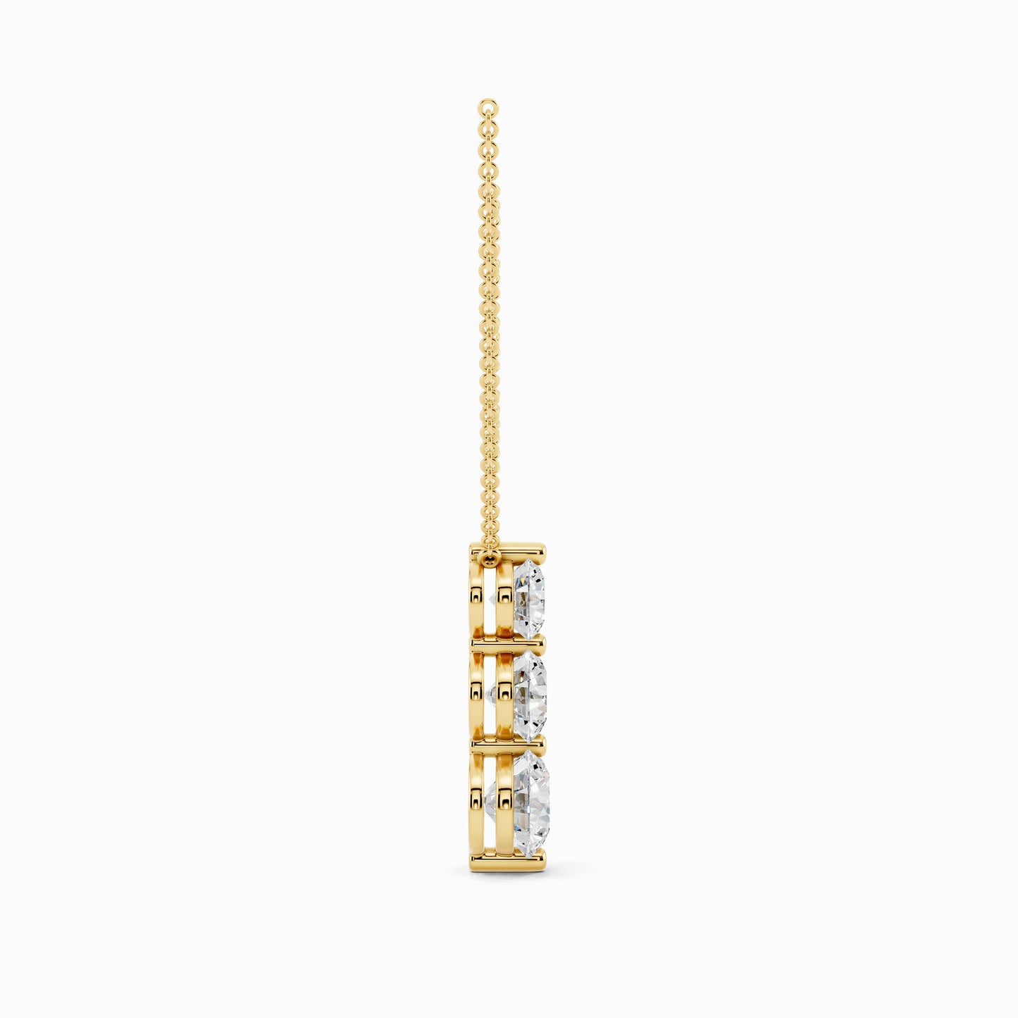 Sorrel Three Stone Round Cut Drop Pendant