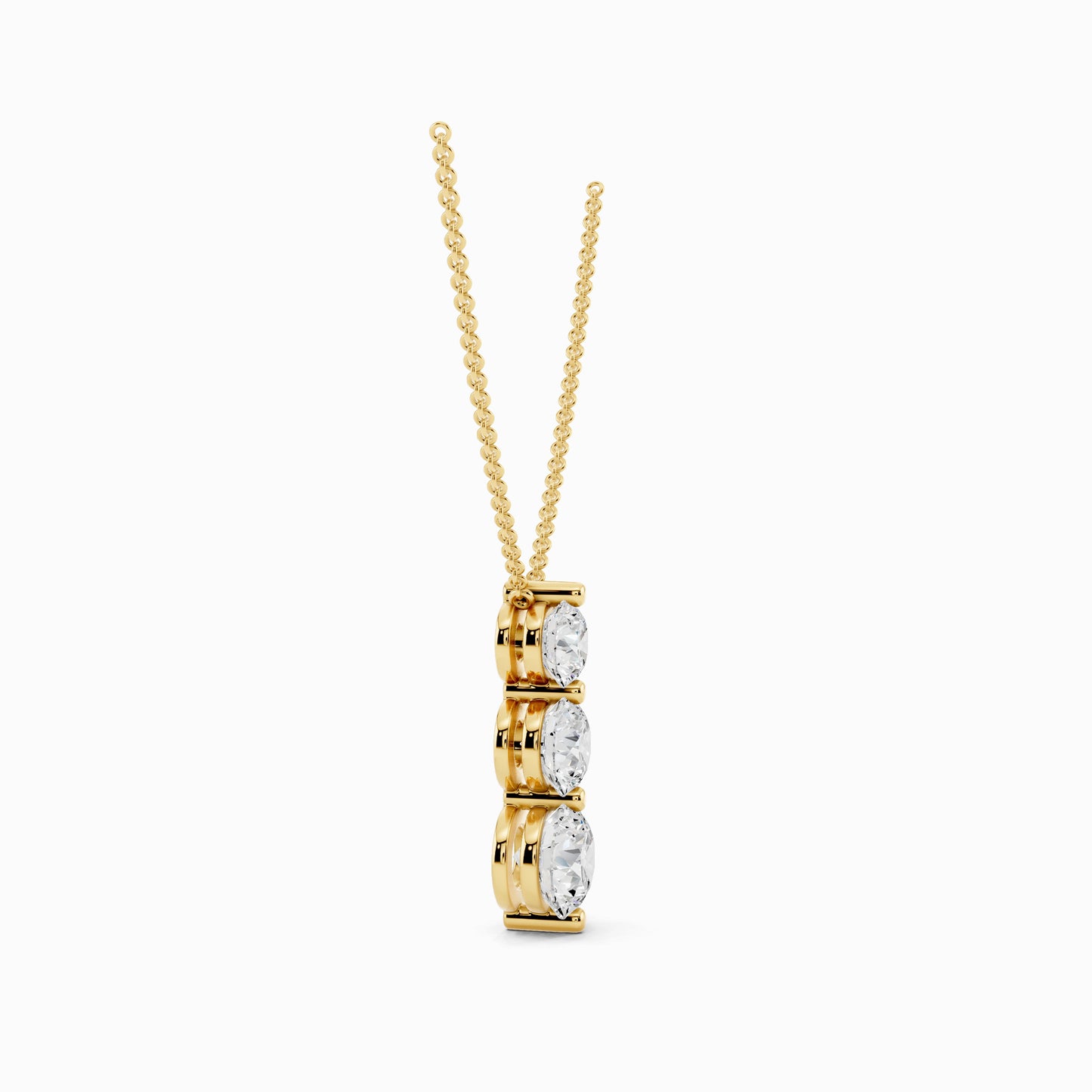 Sorrel Three Stone Round Cut Drop Pendant