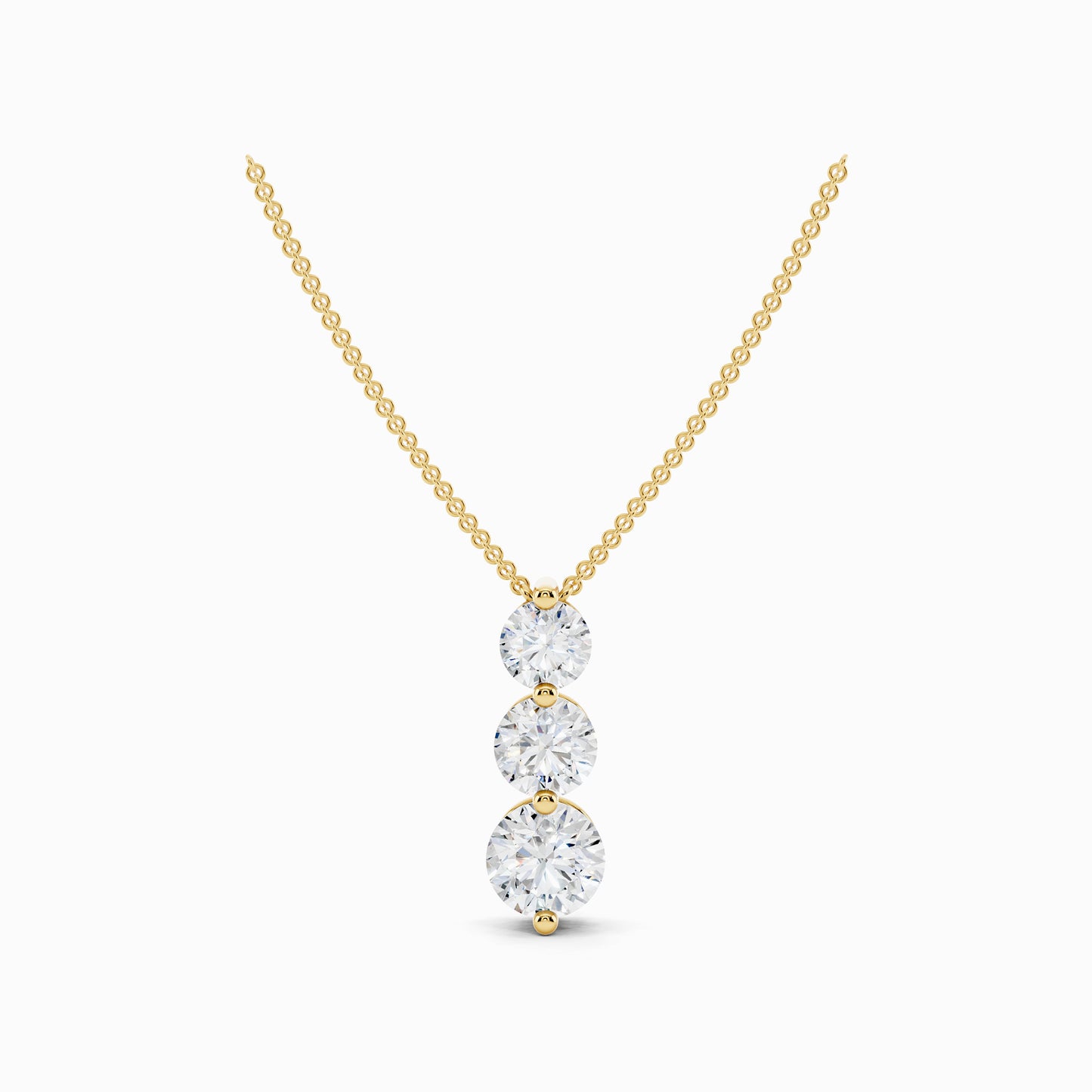 Sorrel Three Stone Round Cut Drop Pendant